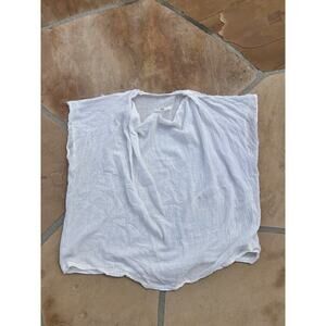 O/S - UZI Beige Cotton Boxy Lagenlook Poncho Shirt Top 66170